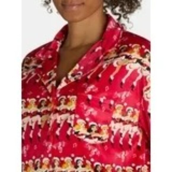 Holiday Time Women Velour Santa Dancer Print Set Pajama PJ  Size L 12-14 Sleep - Picture 2 of 8